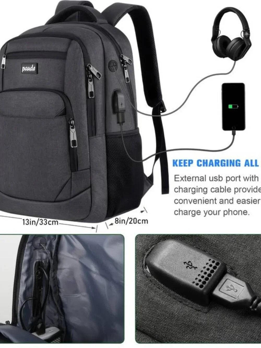 Large Capacity Laptop Backpack for Men Heavy Duty College School Bookbag Work